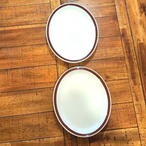 Two (2) Vintage Restaurant Style Mayer China Oval Serving Plates 11.25" X 9.25"